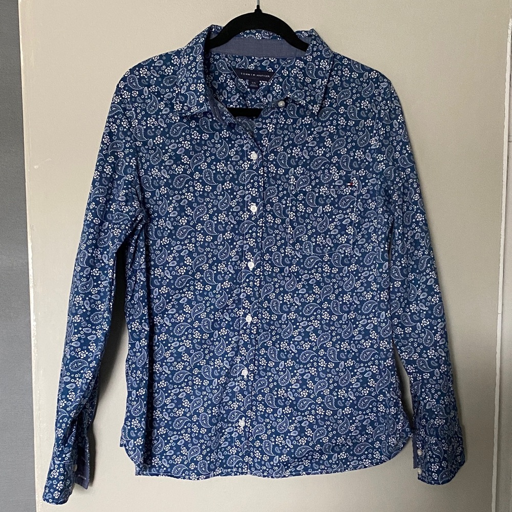 Tommy Hilfiger Blue Paisley Button Down Shirt